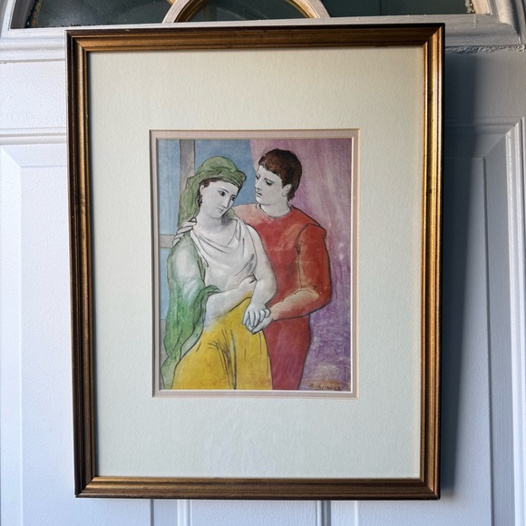 Pablo Picasso “The Lovers” 1923 Framed Art Print 15x19 Gold Wall Decor - Picture 3 of 17